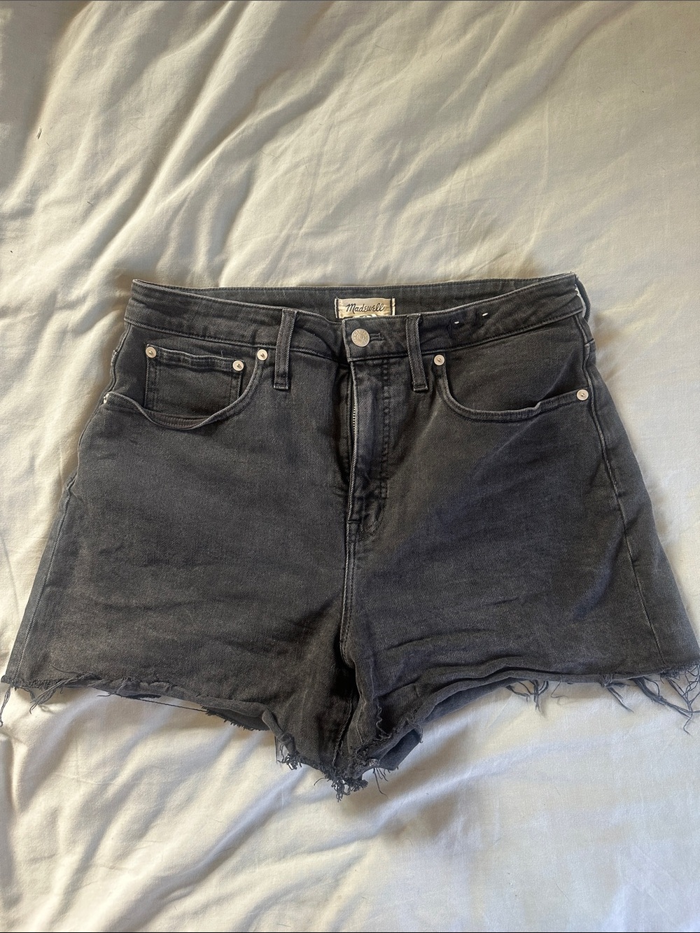 Madewell Faded Black Curvy High-Rise Cutoff Denim Shorts